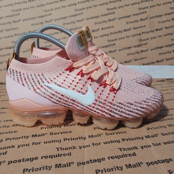 Nike Pink and Orange Air VaporMax Flyknit Sneakers - Picture 1 of 4